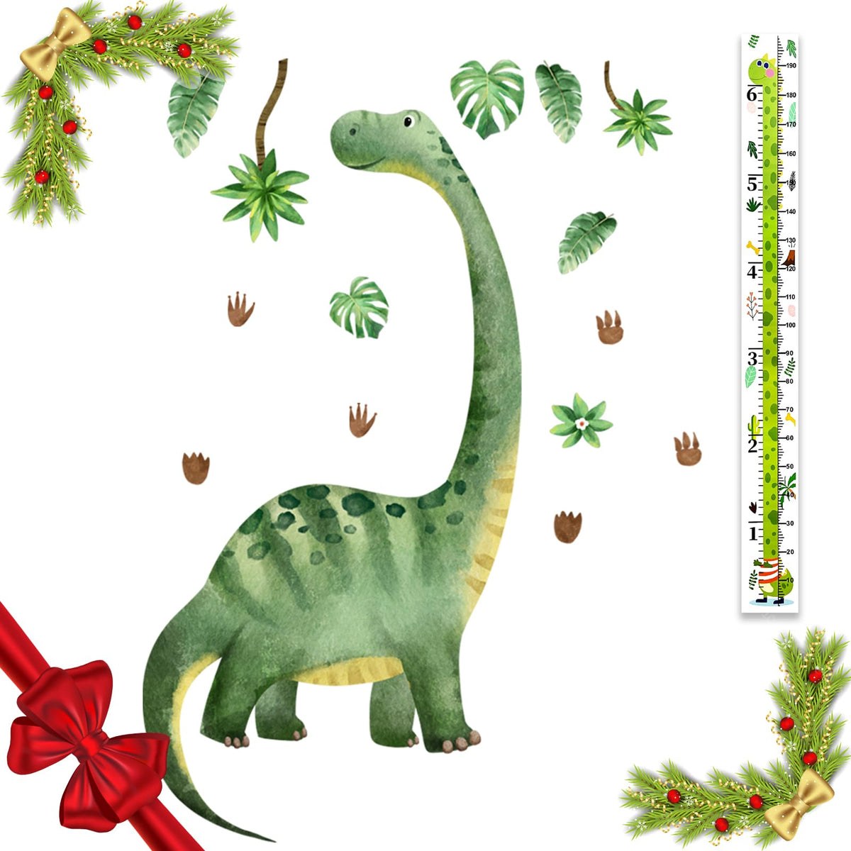 Zolrivo dinosaur wall decals with height chart add playful growth tracking to nurseries.
