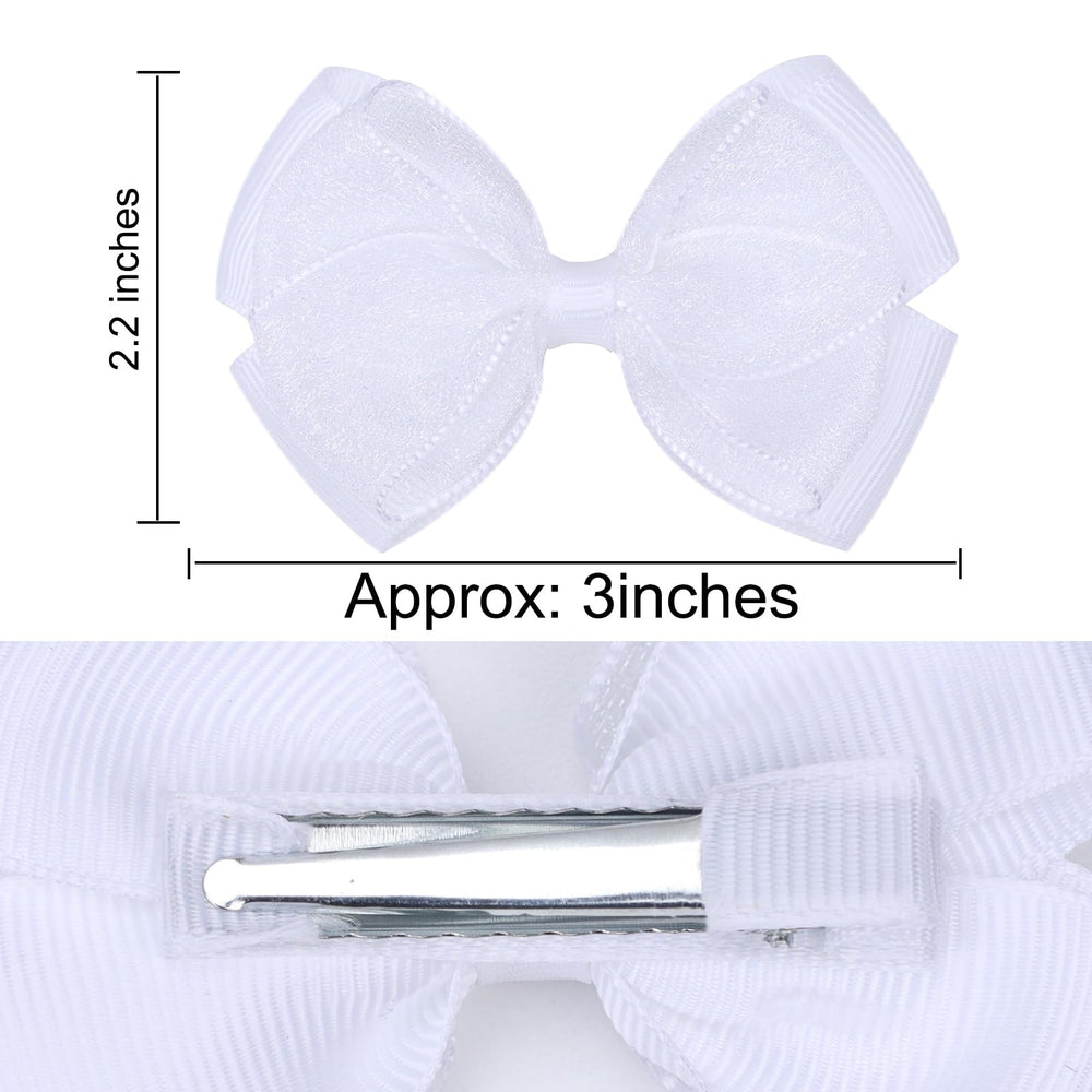 Zolyco set of two white bow clips, perfect for coordinating outfits