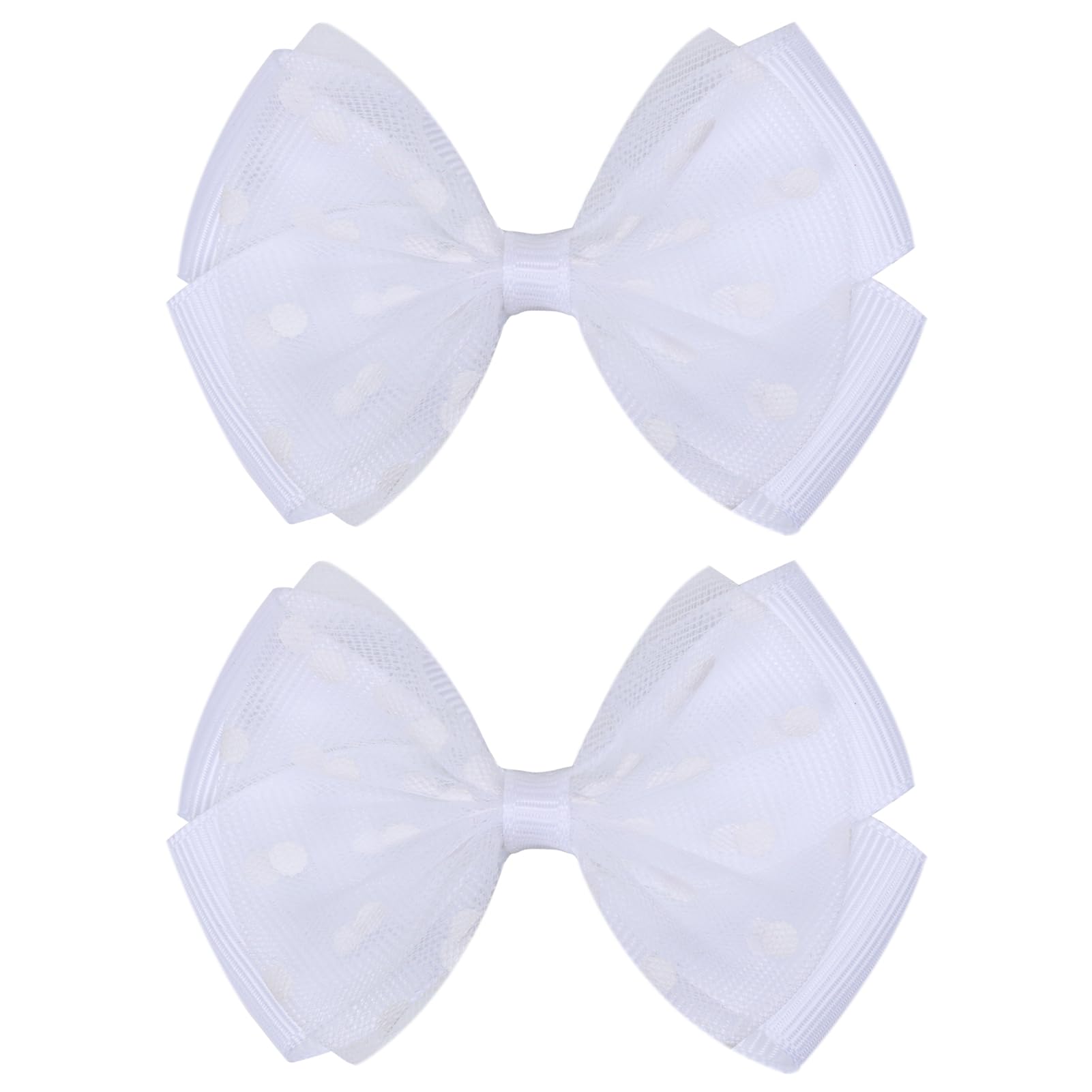 Zolyco tiny 3-inch dot organza bow on clip adds delicate shine for everyday wear