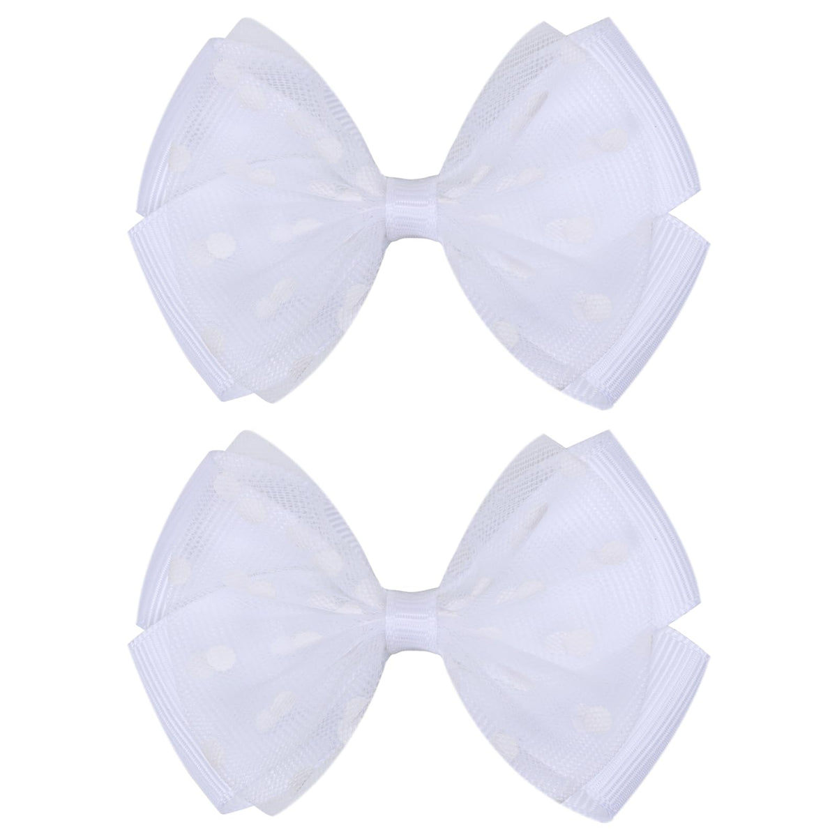 Zolyco tiny 3-inch dot organza bow on clip adds delicate shine for everyday wear