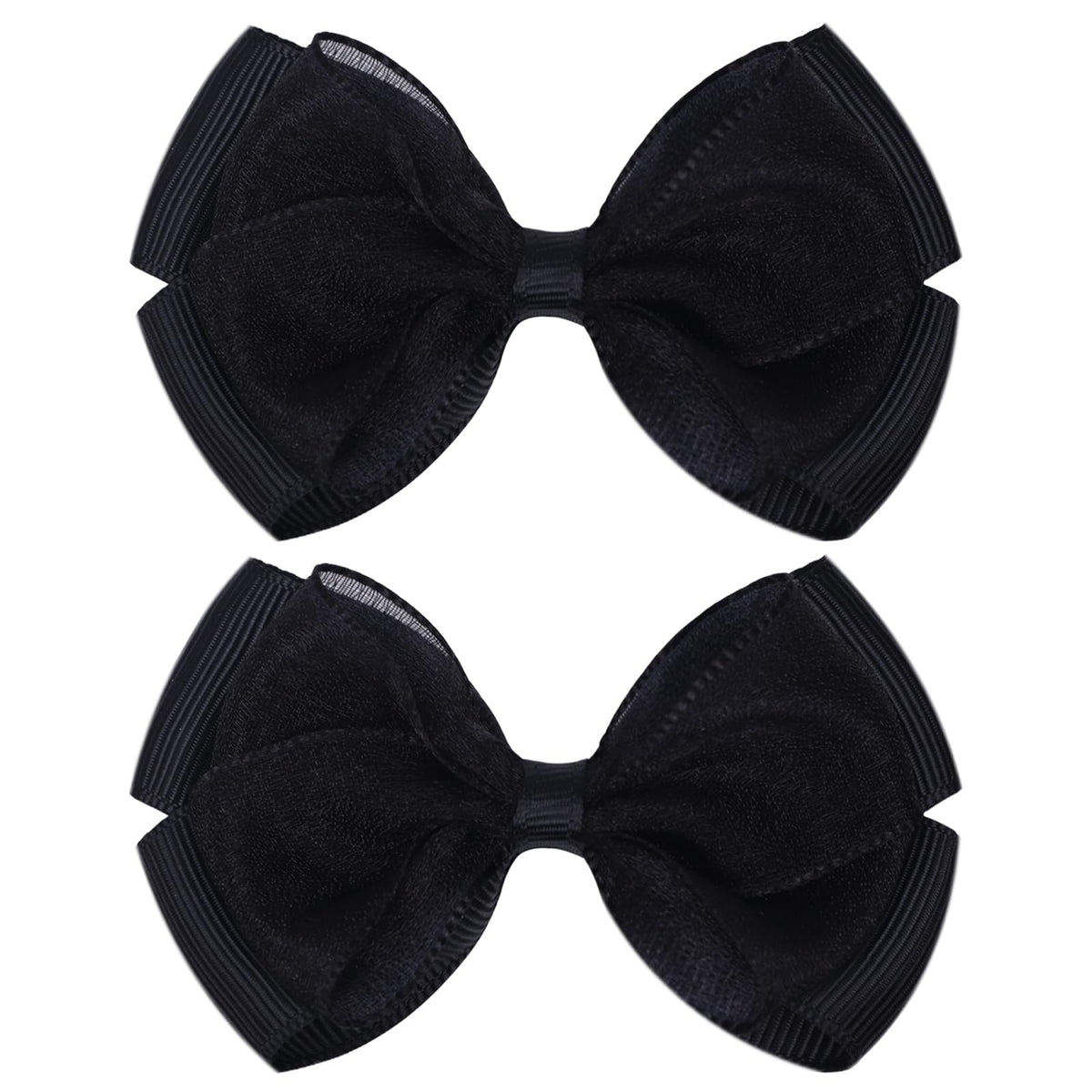Zolyco Tiny 3-Inch organza bow clip in black for gentle baby hairstyles.