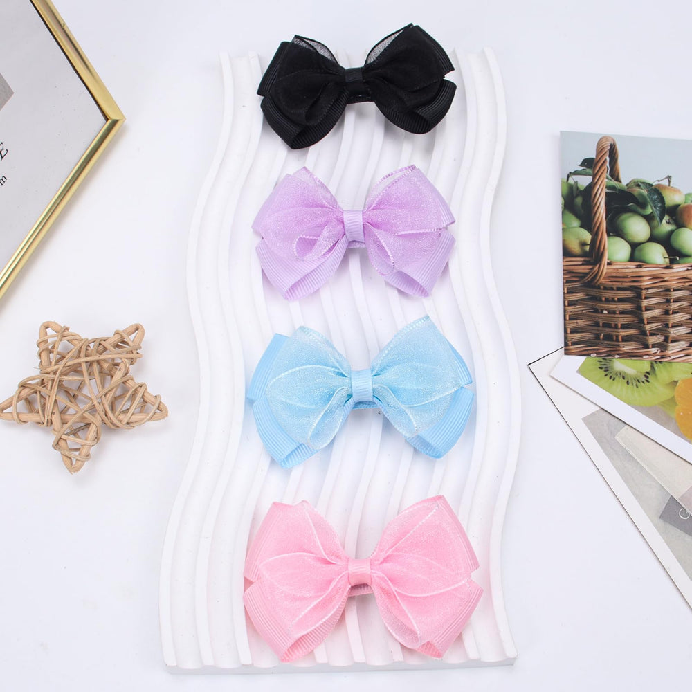 Zolyco 3-Inch organza bow clip set of 2 provides versatile styling options.