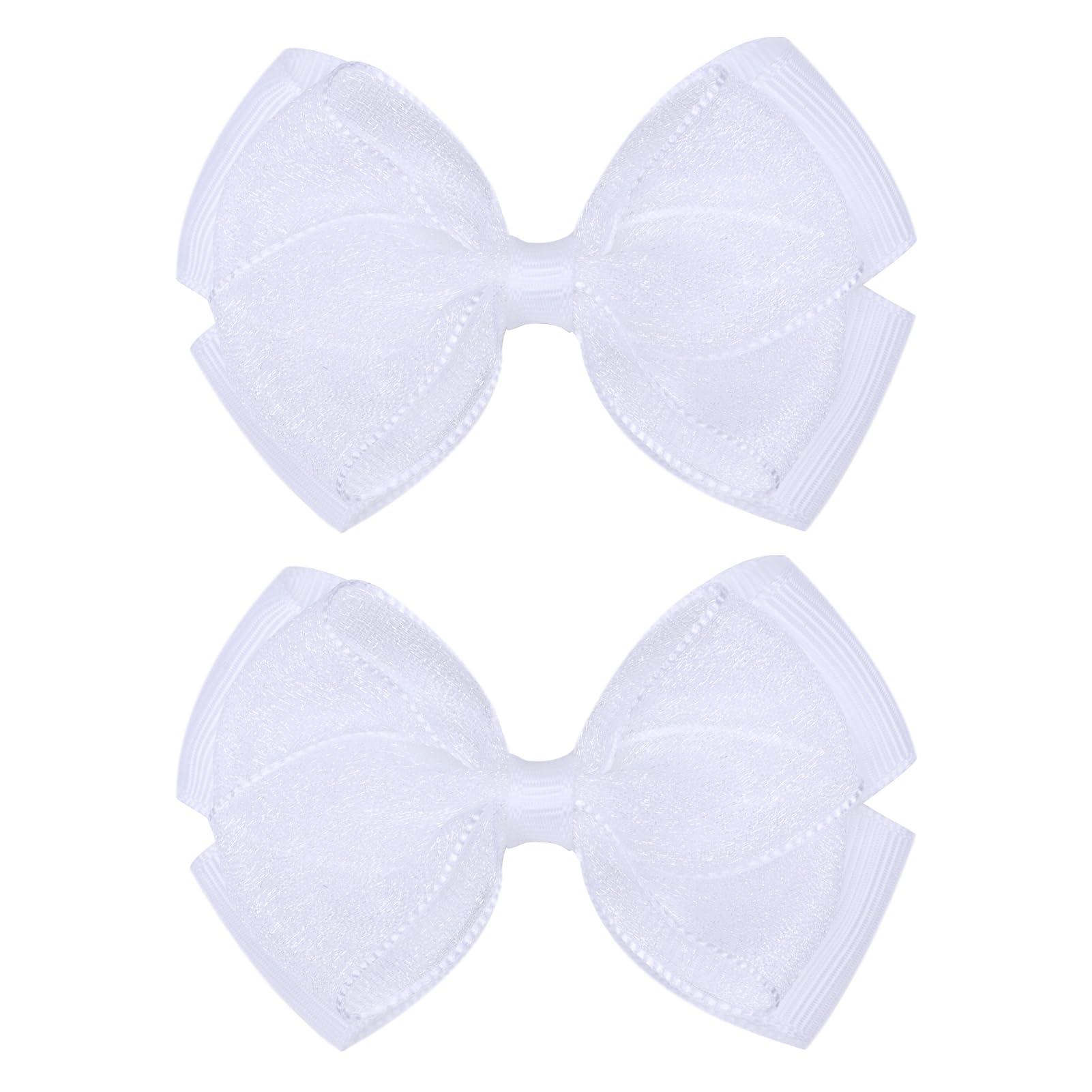 Zolyco Tiny 3 Inch Organza Double Hair Bow Clip close-up, soft and secure for delicate hair