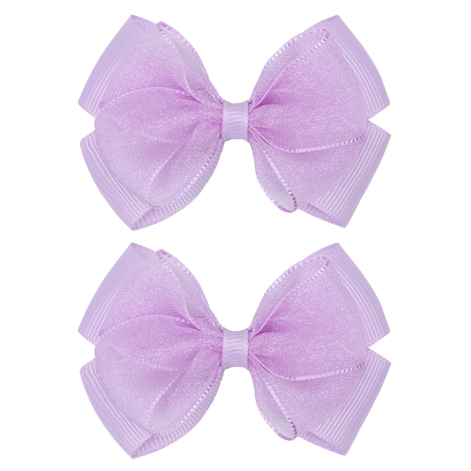 Zolyco Tiny 3 Inch Organza bow light purple close-up for gentle baby hair