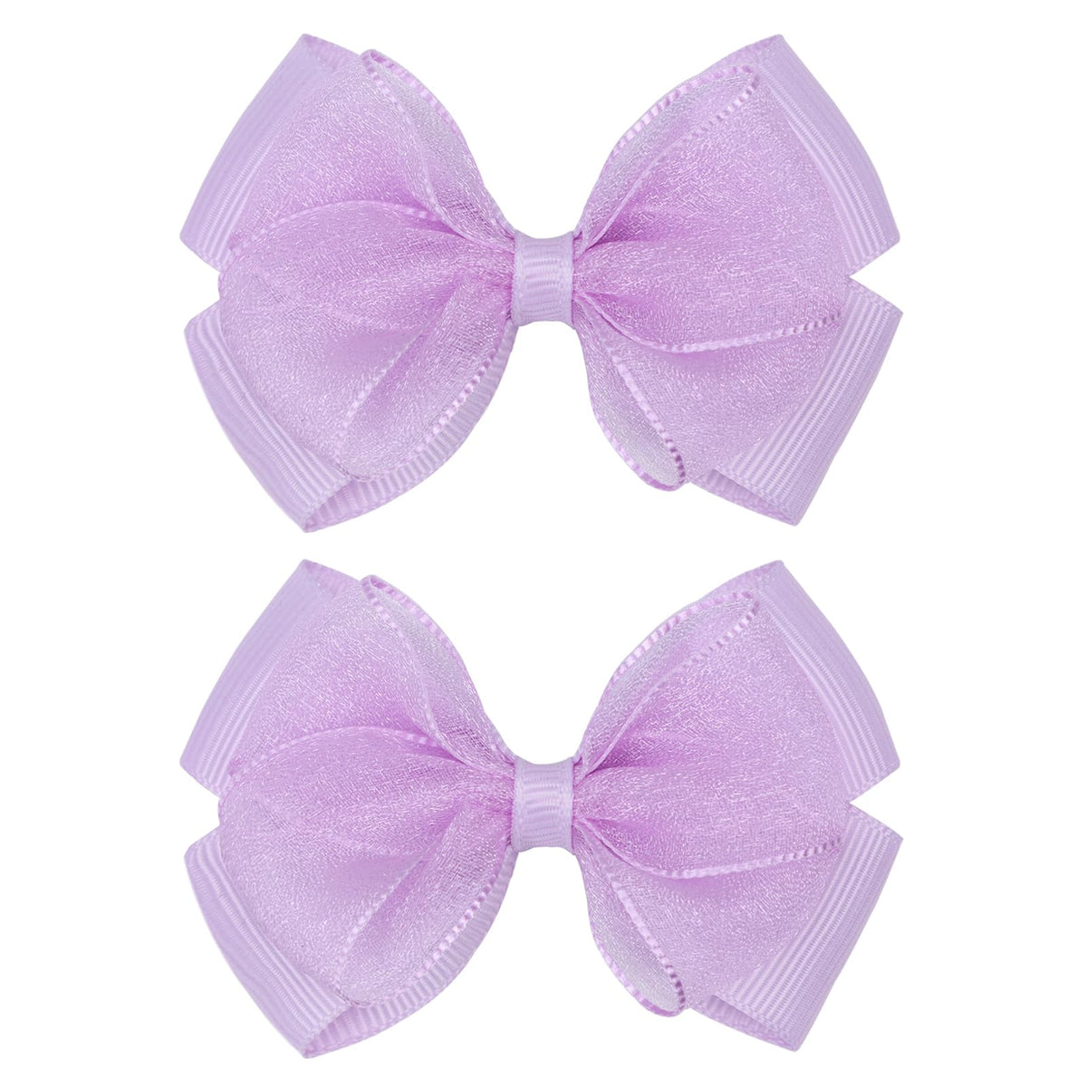 Zolyco Tiny 3 Inch Organza bow light purple close-up for gentle baby hair