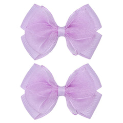 Zolyco Tiny 3 Inch Organza bow light purple close-up for gentle baby hair