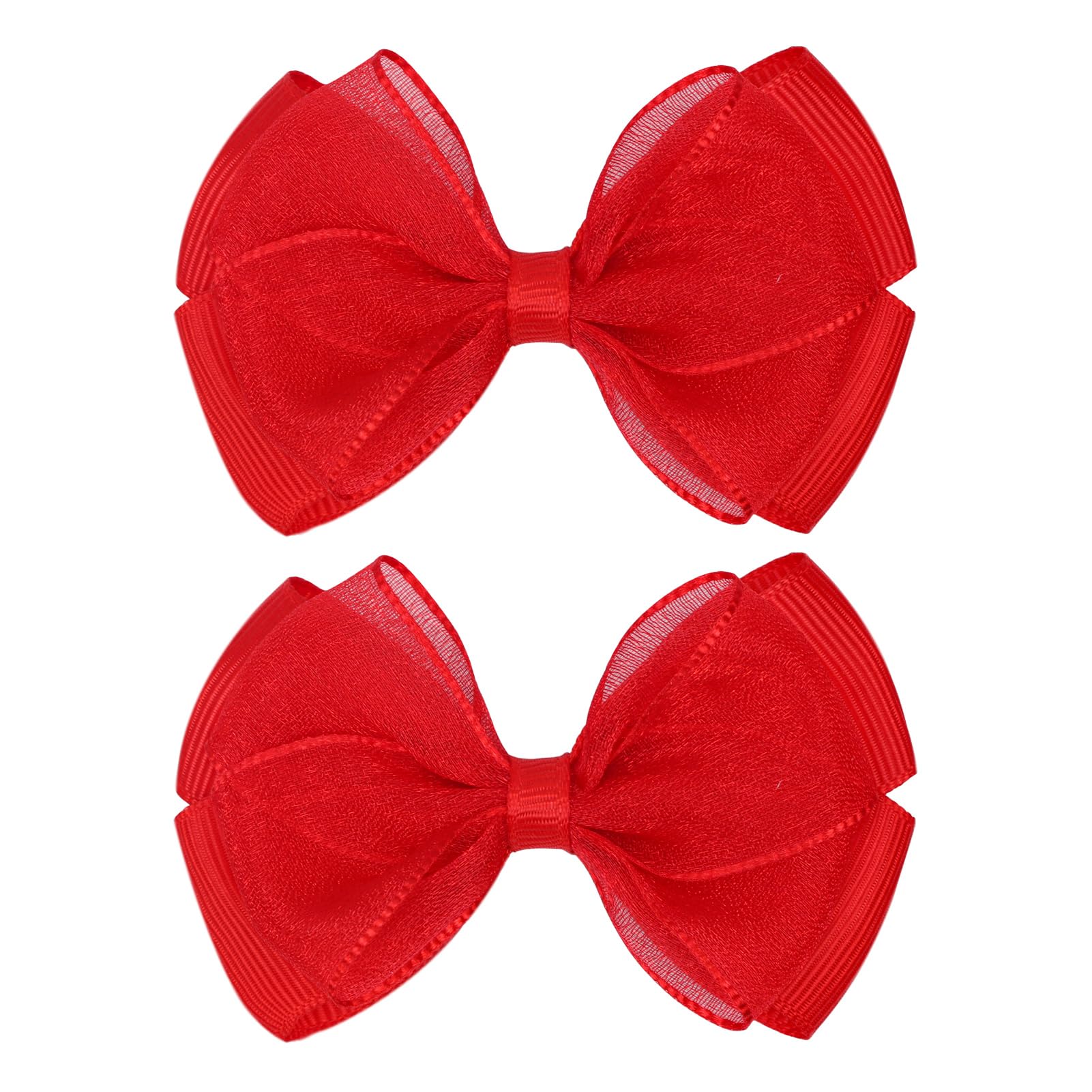 Zolyco Tiny 3-Inch Organza Bow clip front view adds subtle shine to baby outfits.
