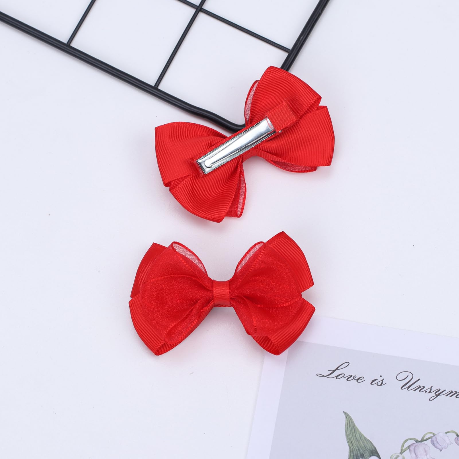 Zolyco Tiny-3inch-Organza-Bow-Red-Packaging highlights value set.