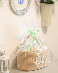ZOMBATI diaper caddy tan side handles facilitate easy transport during outings.