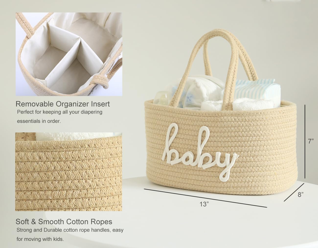 ZOMBATI diaper caddy folded compact fits in dresser or car trunk for travel.