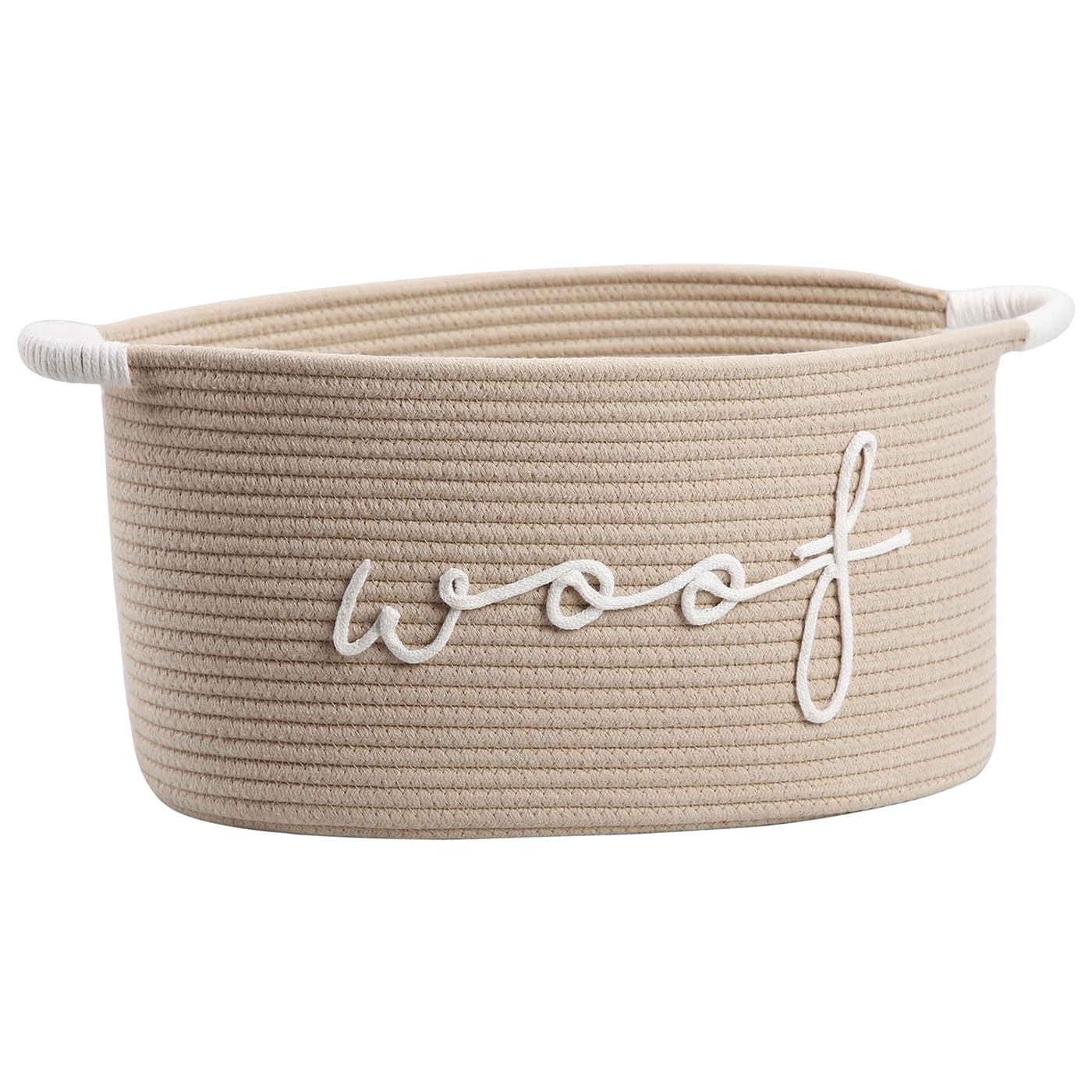 zombati woof basket closeup shows cotton rope texture ideal for durable toy storage