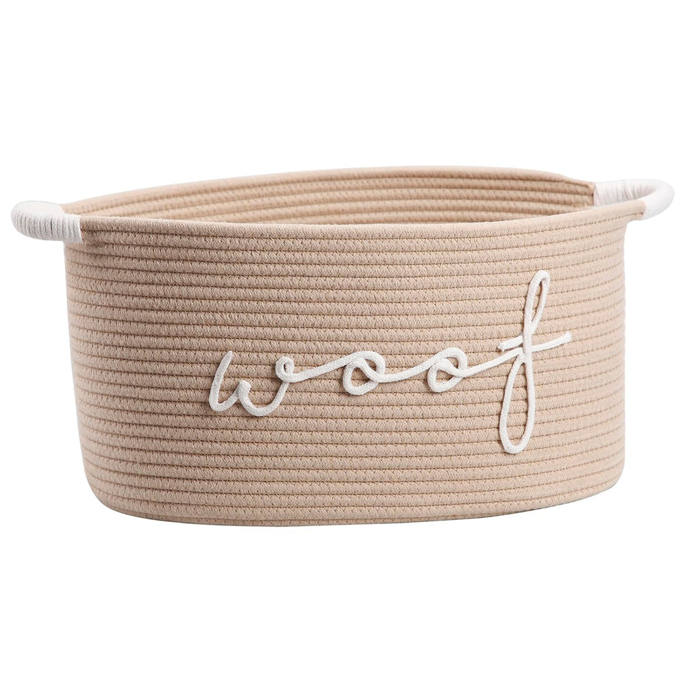 zombati woof basket closeup shows cotton rope texture ideal for durable toy storage