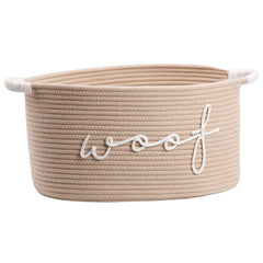 zombati woof basket closeup shows cotton rope texture ideal for durable toy storage