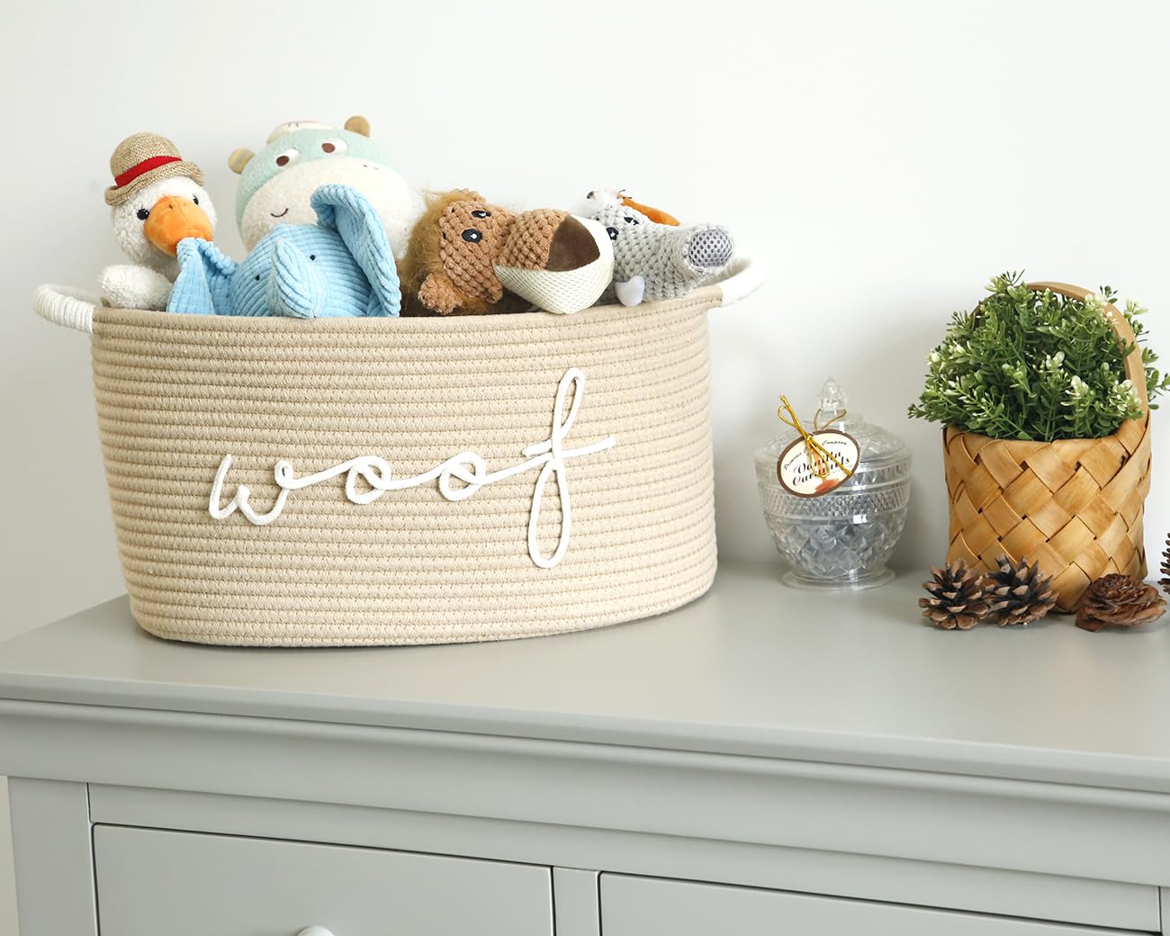 zombati woof basket side handles for easy transport and everyday toy organization