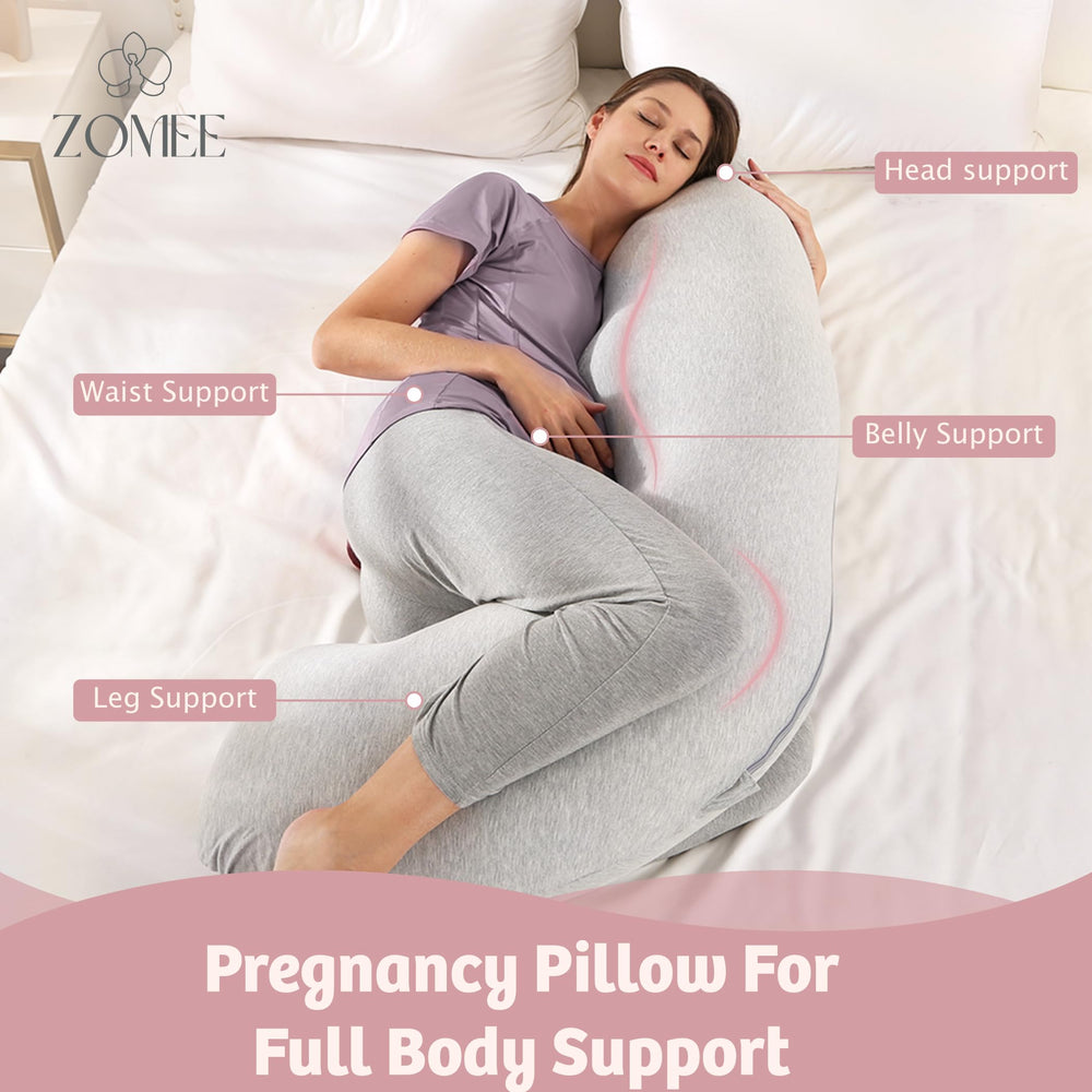 Zomee Comfort Pillow cotton cover close-up showing breathable fabric.
