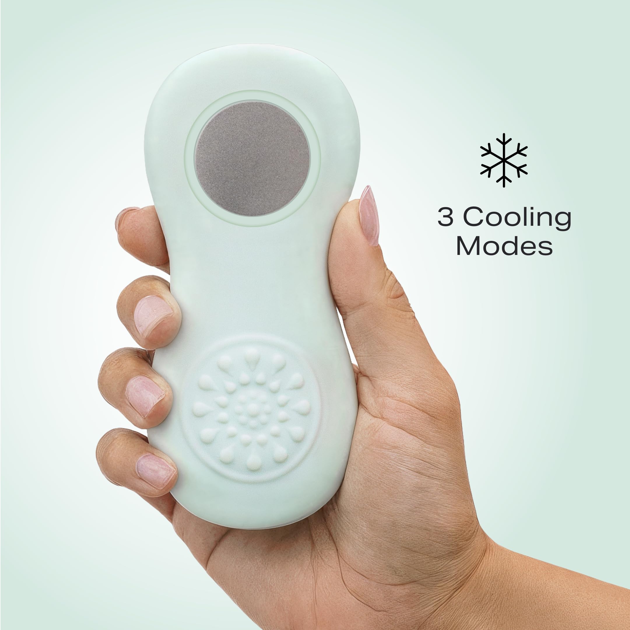 Zomee 2-in-1 Massager demonstrates gentle vibration paired with cooling for comfort.