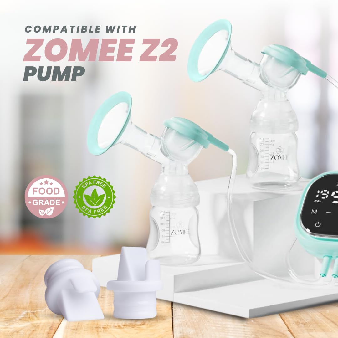 Zomee duckbill valve insert into the breast shield body enables quick maintenance.