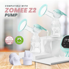 Zomee duckbill valve insert into the breast shield body enables quick maintenance.
