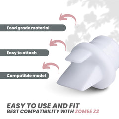 Zomee duckbill valve removal nub facilitates easy valve removal.