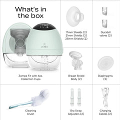 Zomee Fit three-size shields ensure a comfortable seal for pumping