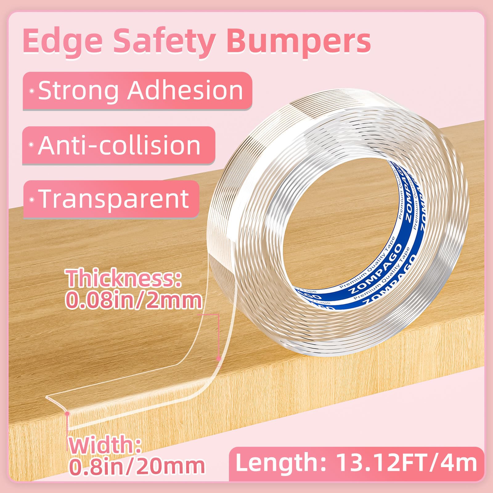 ZOMPAGO clear soft corner protectors table-edge protects tables from bumps and scratches