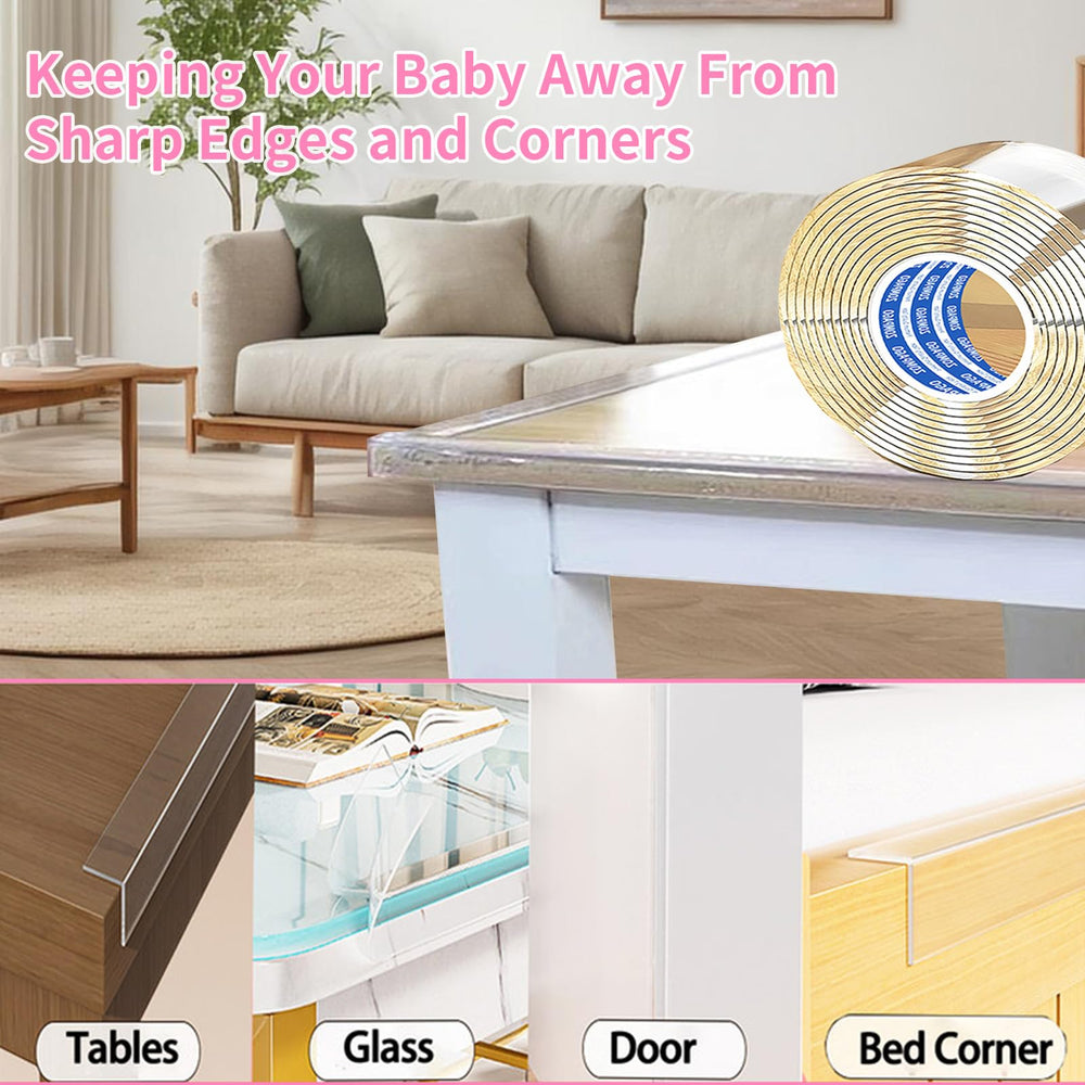 ZOMPAGO clear soft corner protectors waterproof and easy-to-clean edge guards for multi-surface use