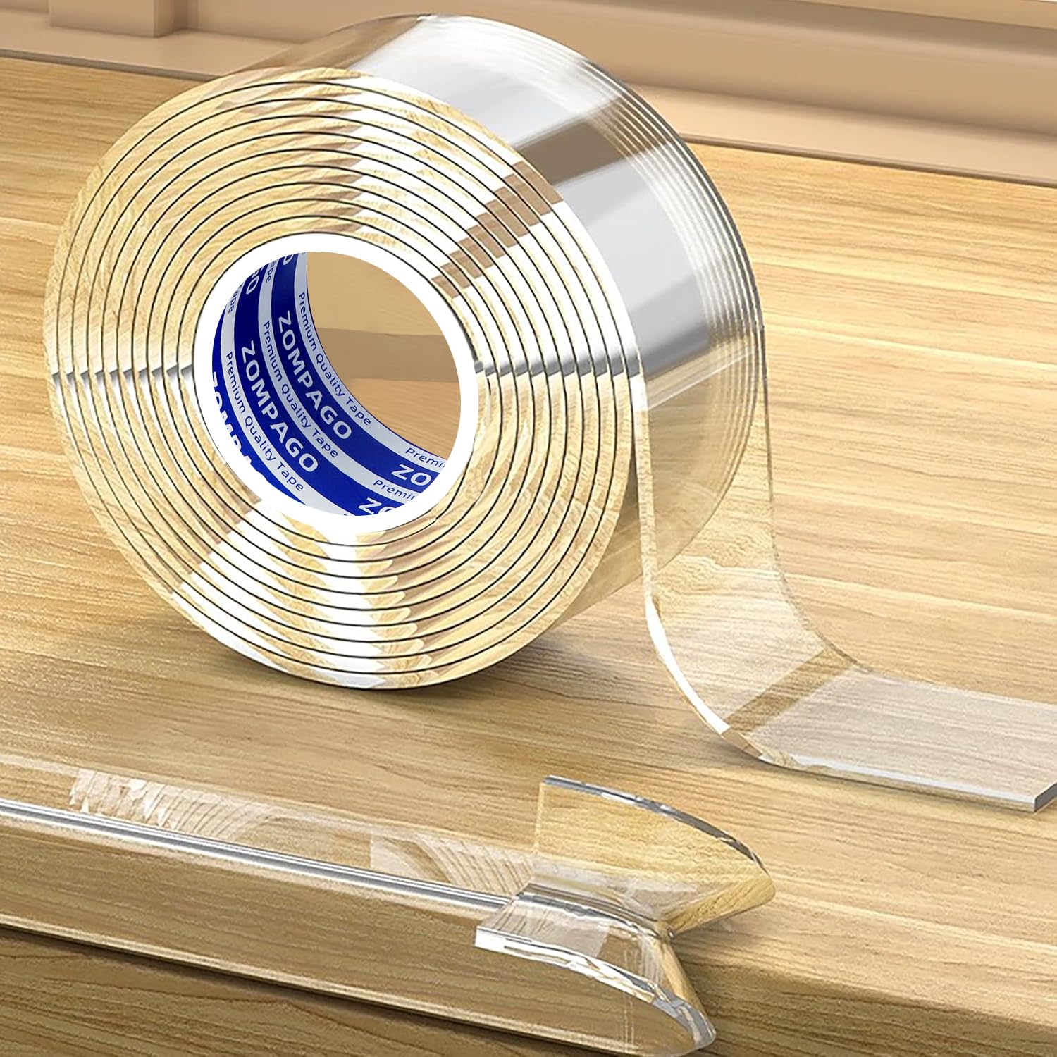 ZOMPAGO clear soft corner strip protects furniture edges with a discreet cushion.