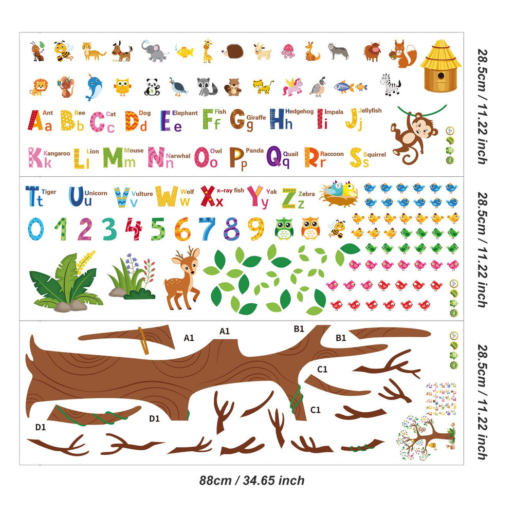 Zonon abc letters wall stickers in bright colors support early reading readiness.