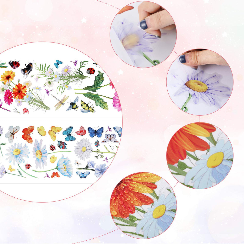 Zonon butterfly and flower decal close-up showing vibrant colors