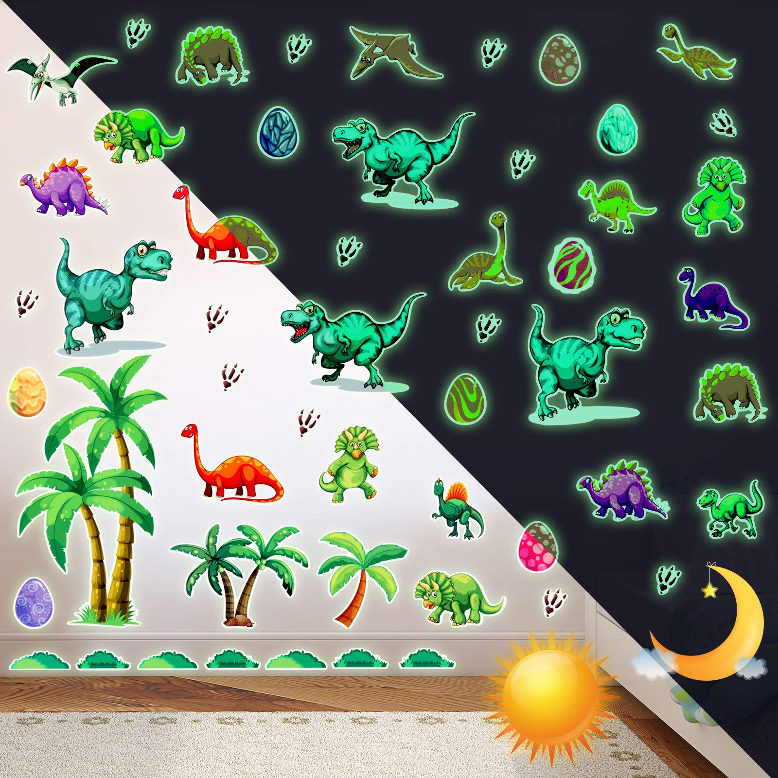 Zonon dinosaur wall decal closeup shows vivid dinosaurs for engaging wall art.
