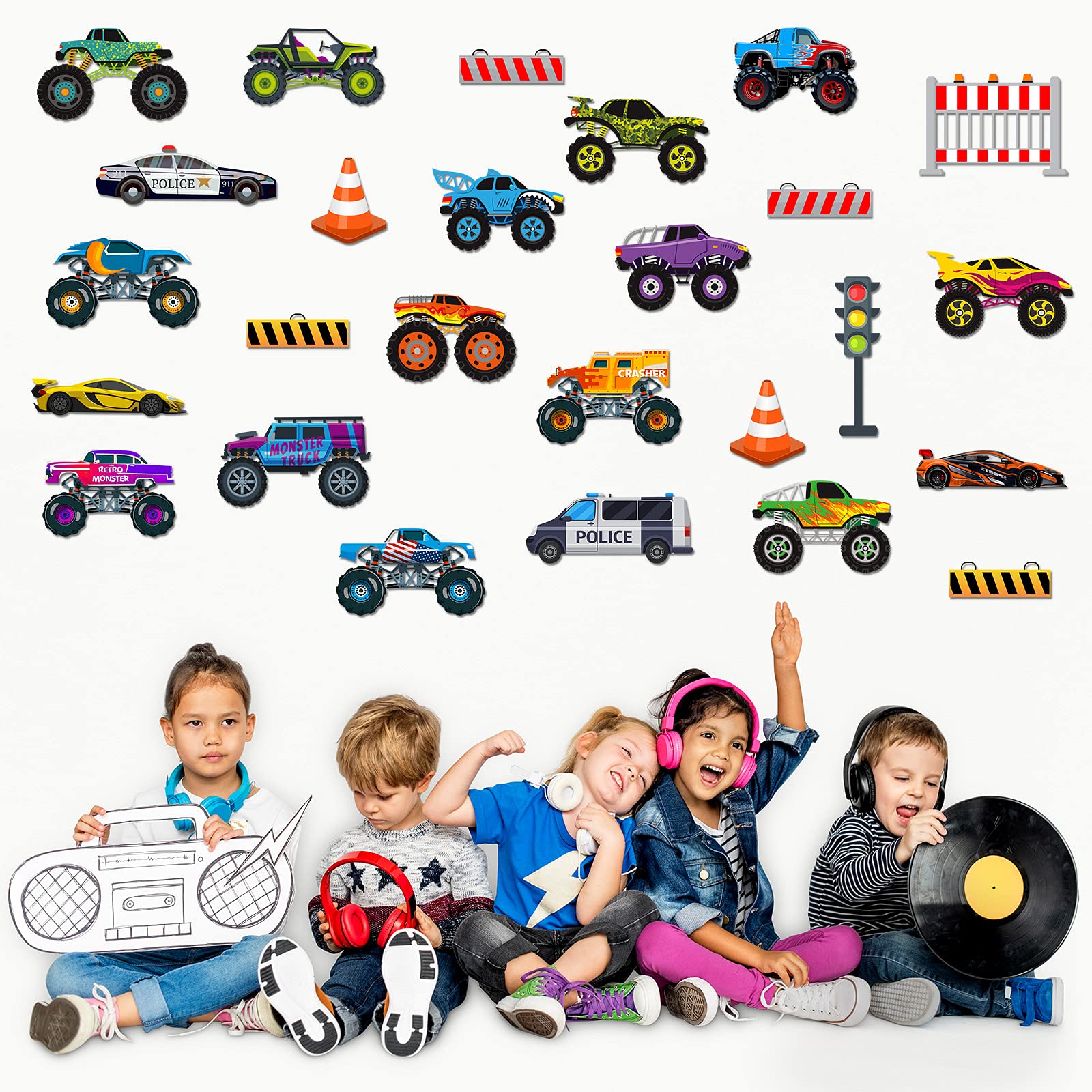 Zonon DIY trucks wall art decor is easy to apply on smooth surfaces