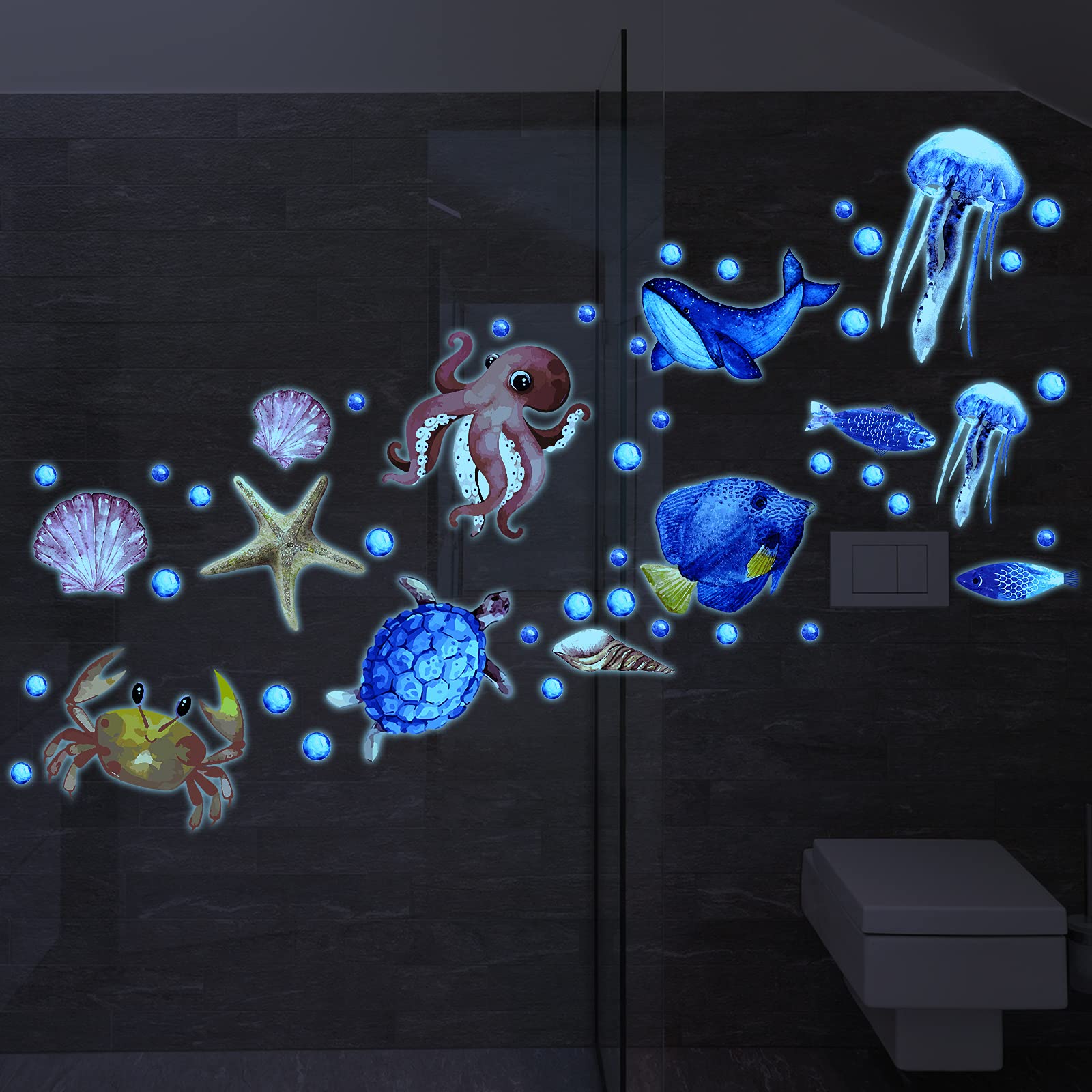 Zonon glow-ocean-stickers wall and ceiling application for versatile room decorating.