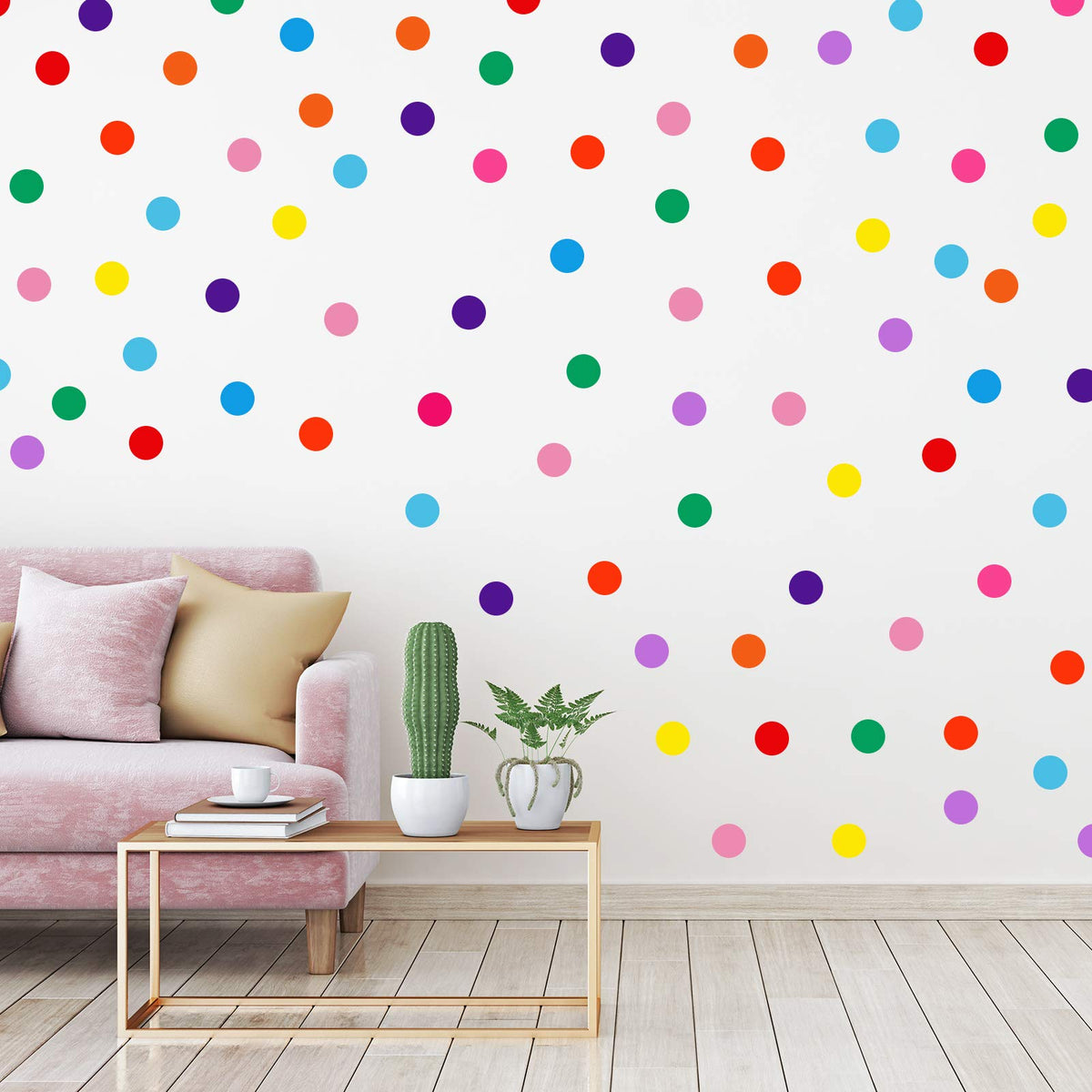Zonon polka dots wall decal 2-inch rainbow dots brighten nursery walls for playful decor.