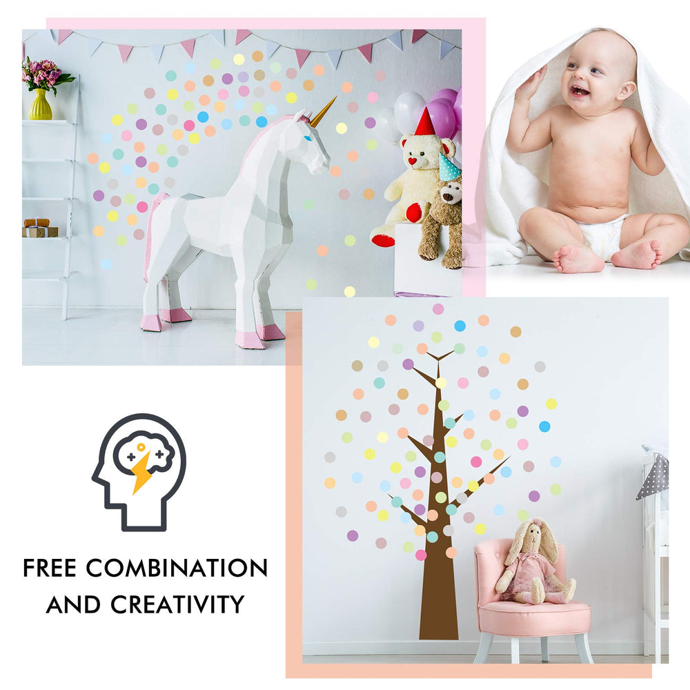 Zonon pastel rainbow dots on windows create lively, child-friendly accents.
