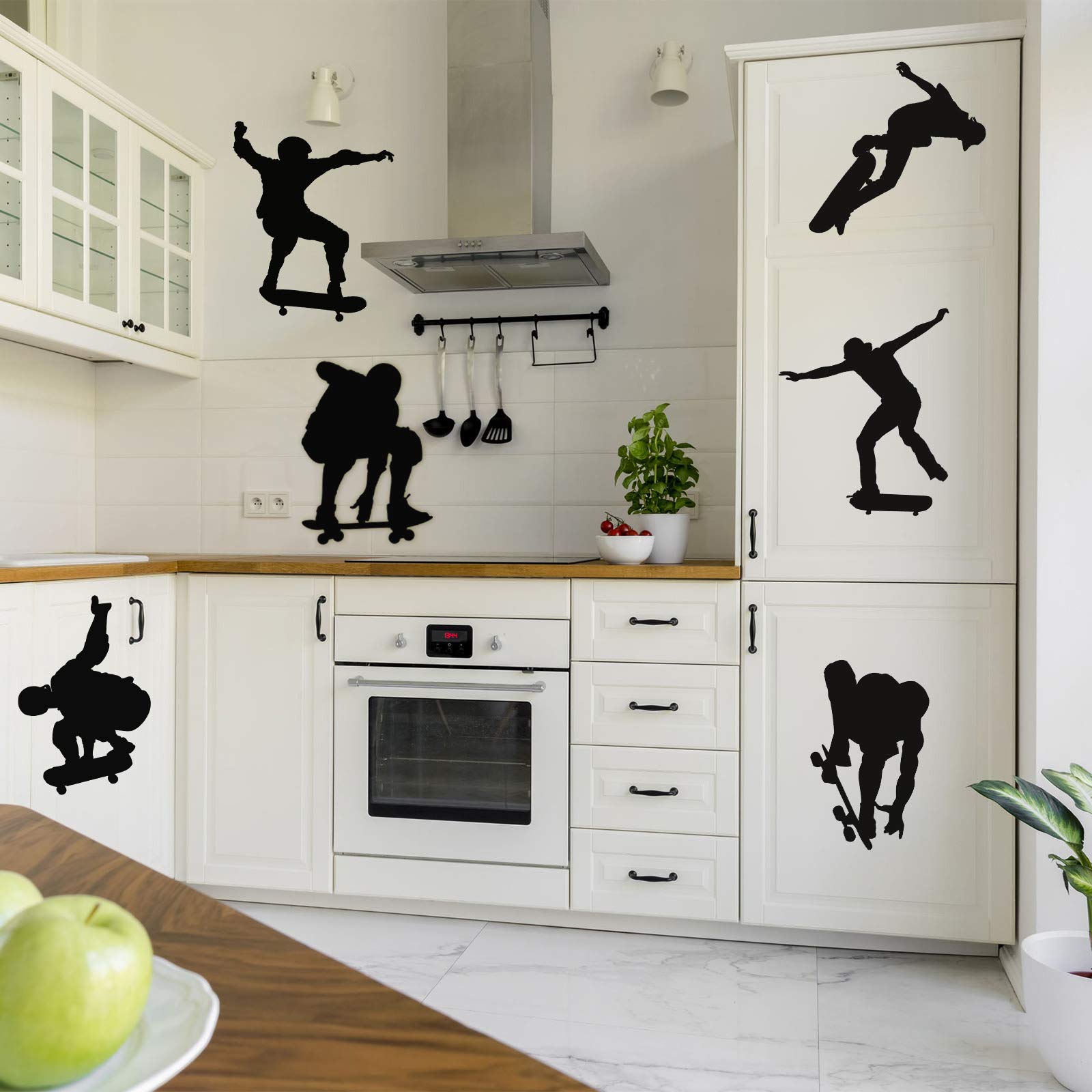 Zonon skateboard wall decal design 6—minimalist black accents for a sleek look.
