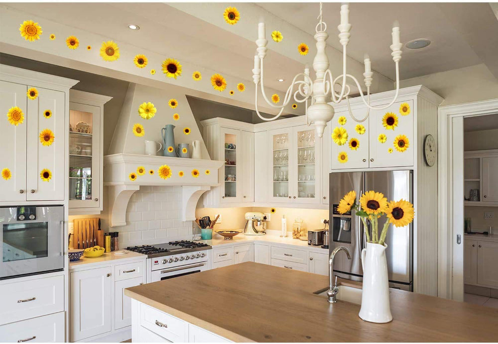 Zonon sunflower decals close-up showing vivid yellow petals for cheerful atmosphere