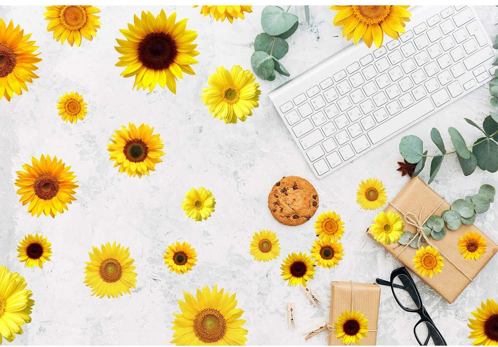 Zonon sunflower wall decals arranged in living room corner offer repositionable decor for crafts and gifts