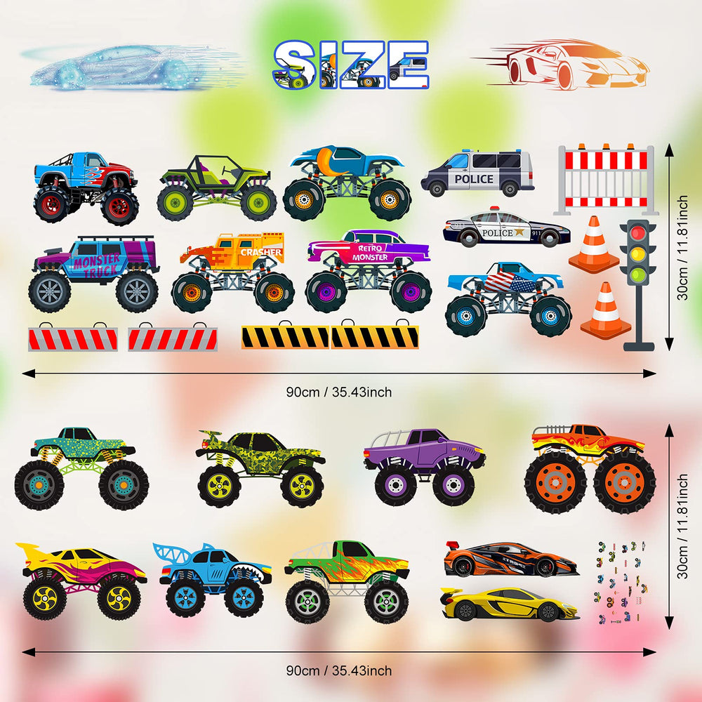 Zonon trucks wall decal sheet 2 with varied truck types for classroom or nursery decor