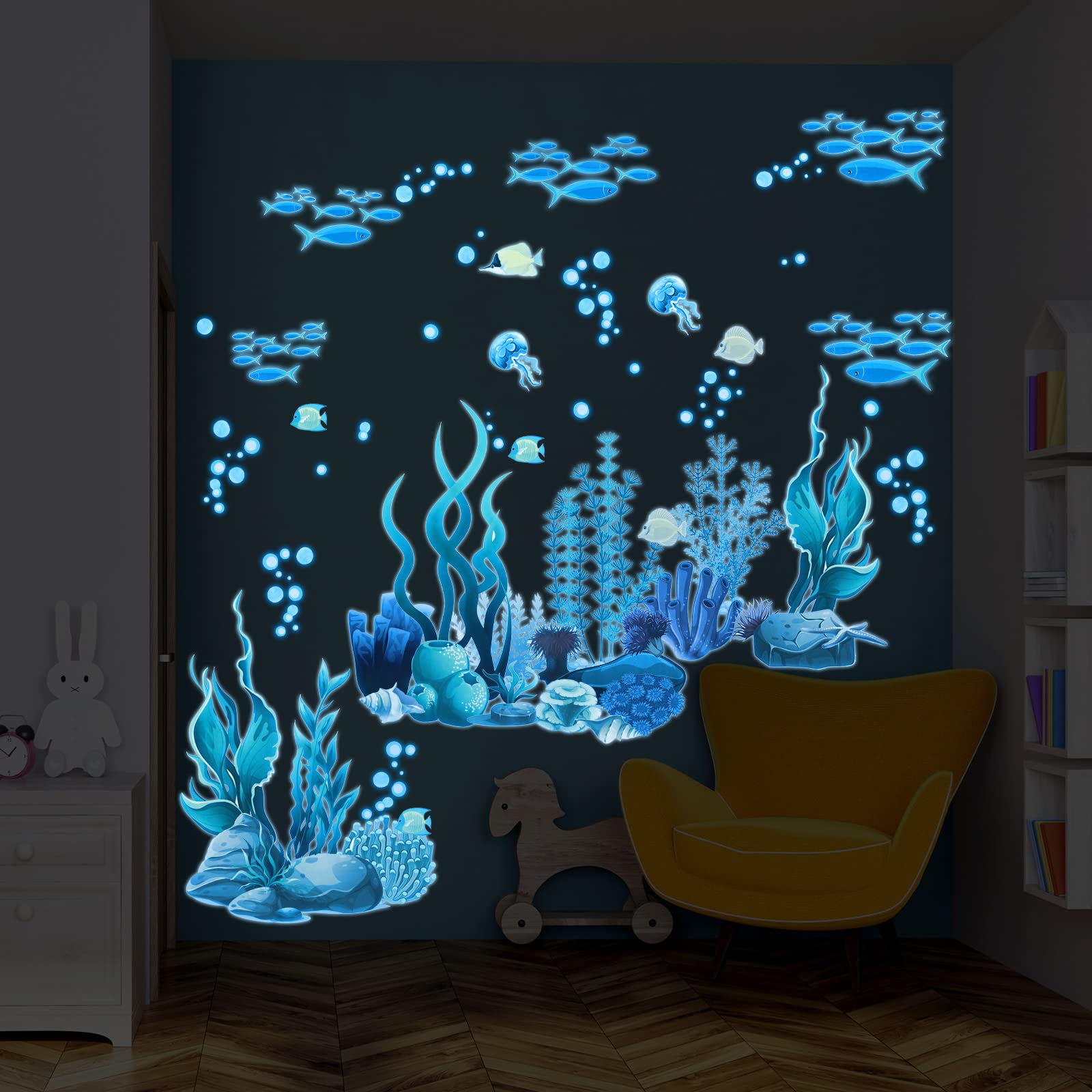 Zonon Under The Sea living-room-ocean-stickers refreshes sofas and walls with subtle coastal style