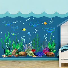 Zonon Under The Sea bathroom decal keeps moisture-friendly decor easy to maintain