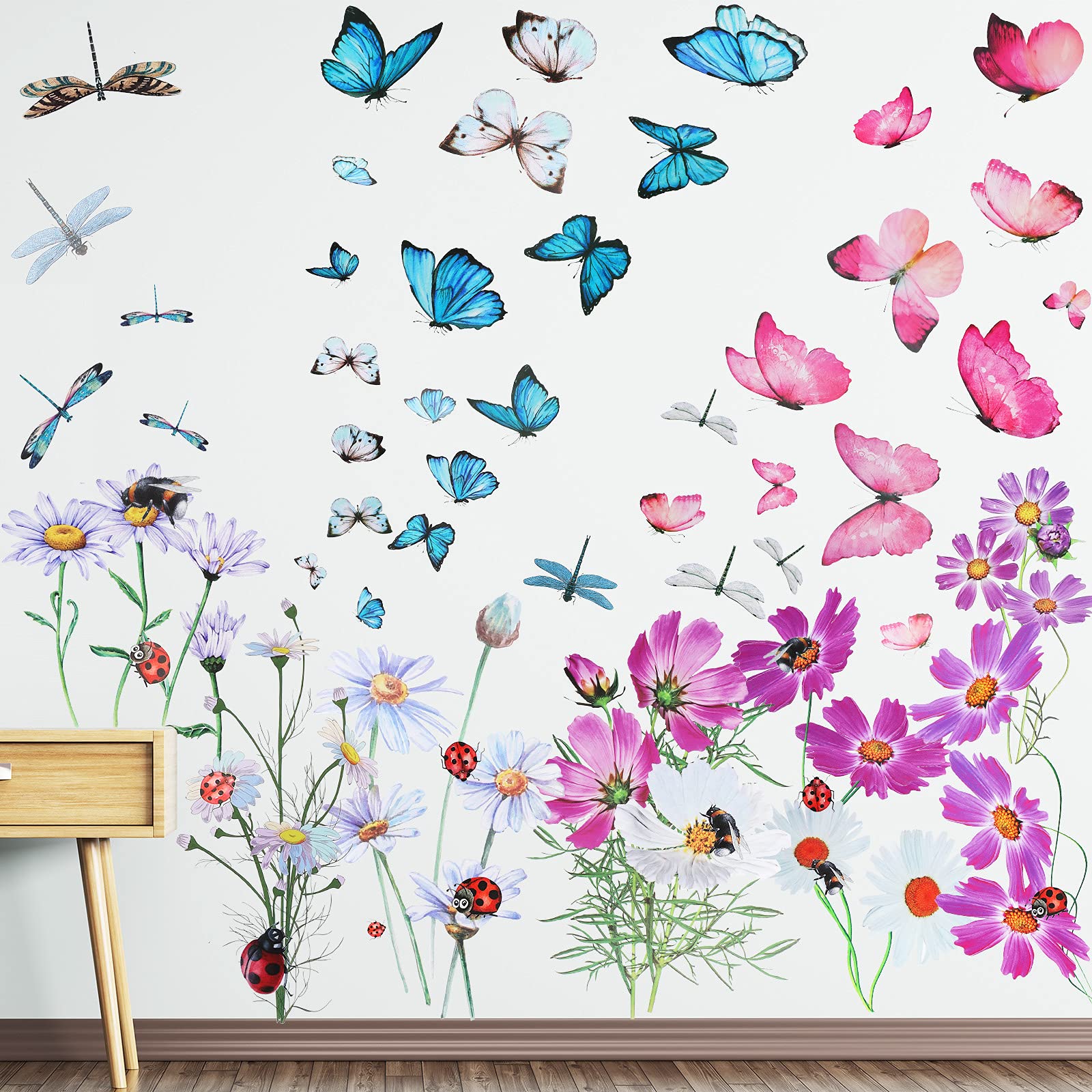 Zonon wall decal flowers chrysanthemum red adds bright nursery decor