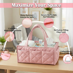 ZONZEE nursery tote with soft pink finish blends with nursery decor.