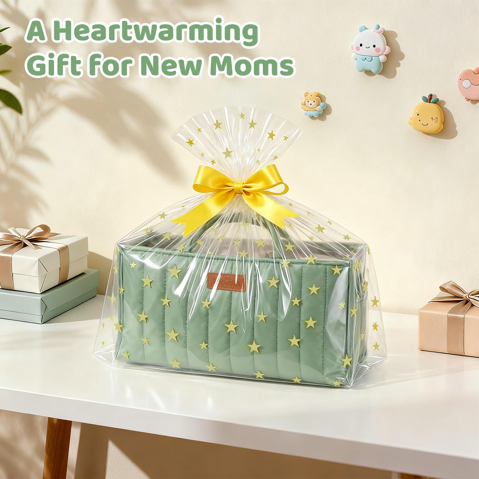 Zooawa baby diaper caddy organizer padded handle and detachable strap for hands-free carry