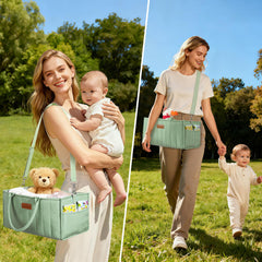 Zooawa baby diaper caddy organizer interior compartments for organized essentials during swapping