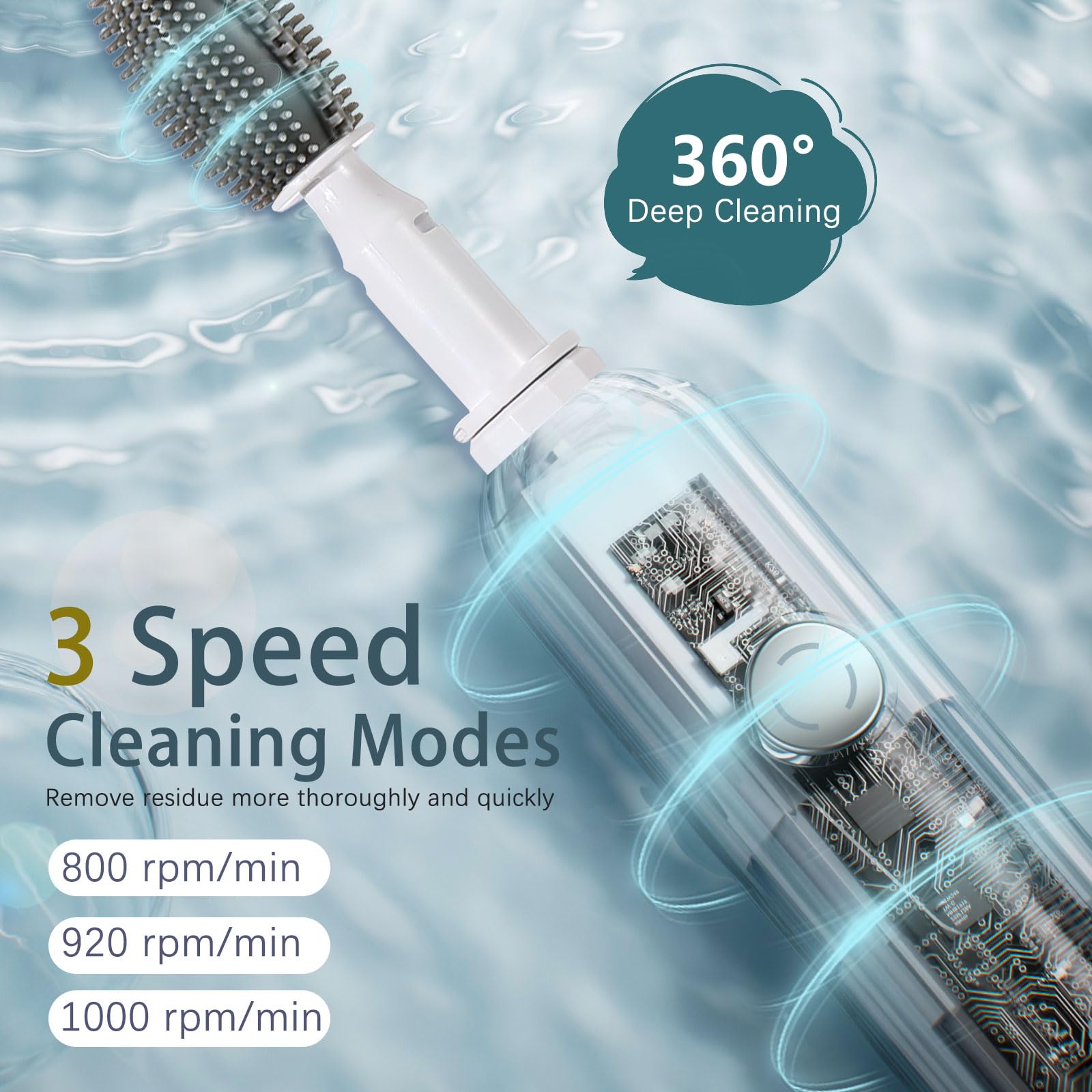 Zooawa bottle brush head with soft silicone bristles for safe cleaning.