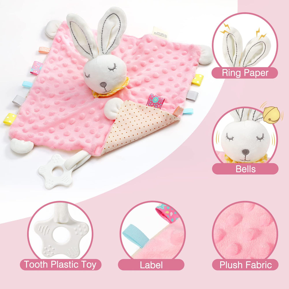 Zooawa Lovey Rabbit with bells and teether promotes calm play