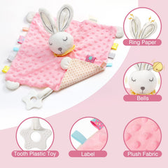 Zooawa Lovey Rabbit with bells and teether promotes calm play