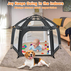 Zooawa Pop Up Playpen breathable mesh panels improve visibility and airflow.