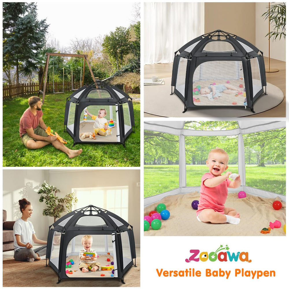 Zooawa Pop Up Playpen compact folded size fits in trunks.