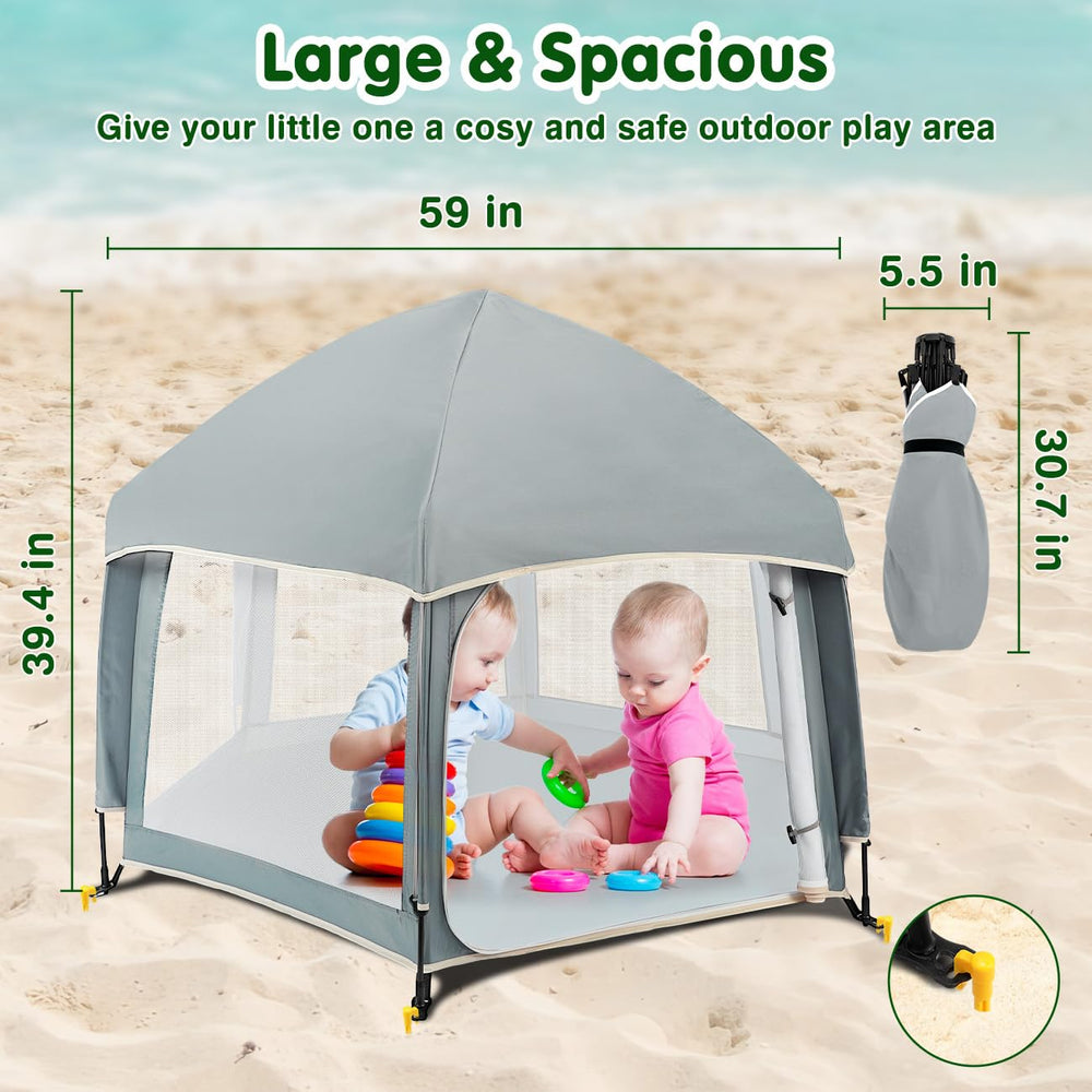 Zooawa playpen folding steps showing tool-free setup